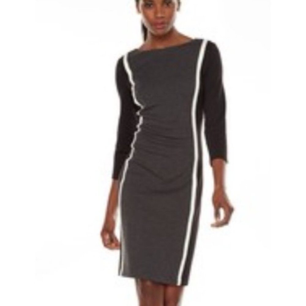 Chaps Ralph Lauren Panel Dress 8 Stretch 3/4 Long Sleeve Career Washable NWT